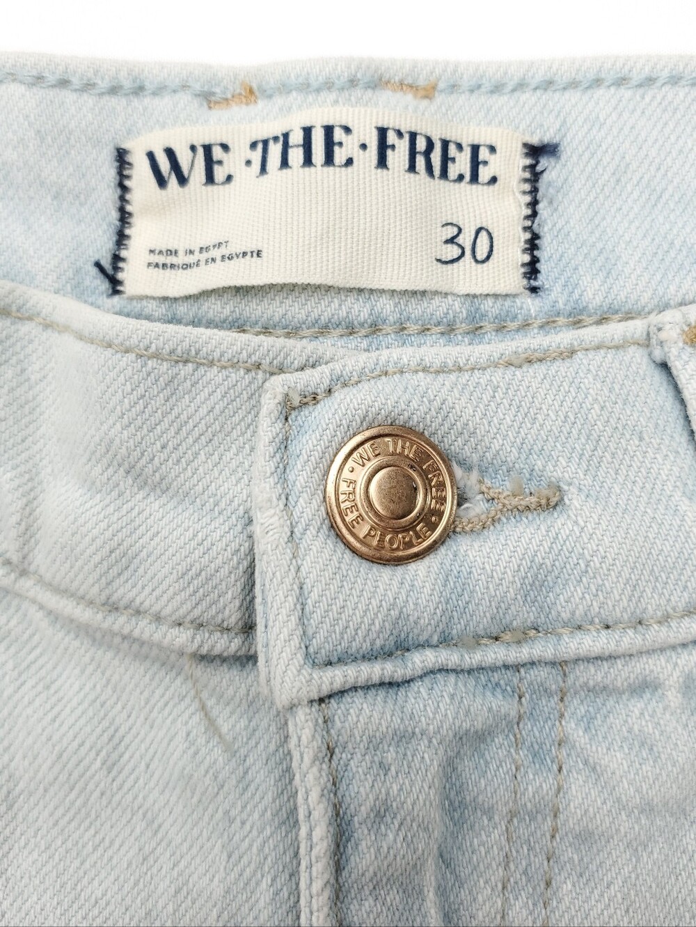 NEW We the Free People Risk Taker High-Rise Straight Raw Hem Light Blue Jeans 30 - Picture 2 of 13